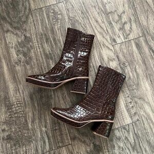 UO Brown faux leather ankle boots